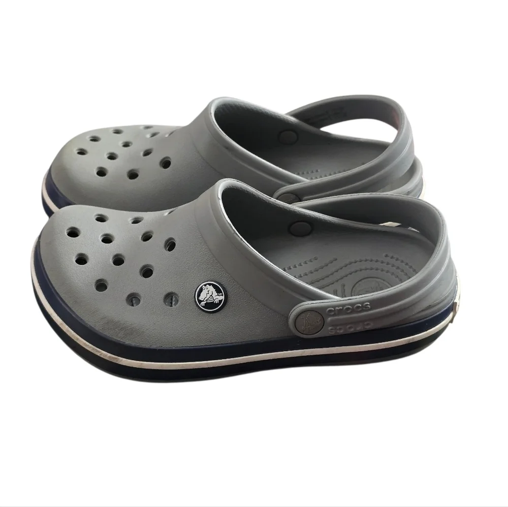 CROCS Kids Youth Gray Sandals Clogs Shoe Slip On Size 3